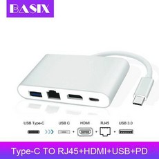 Basix USB C 이더넷-HDMI 4K + 기가비트 이더넷 (RJ45 포트) + USB 3.0 타입, 상세내용참조