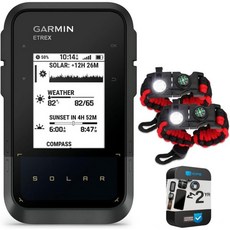 Garmin 010-02782-00 eTrex 태양열 GPS 휴대용 내비게이터 번들 2년 CPS 강화 보호 팩 및 SOS LED 휘슬 나이프 멀티 툴이 포함된 2팩 전술 비상