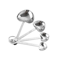 하이 홈 소금 주방 스푼 도구 눈금 4 스테인리스 세트 개 베이킹 계량 커피 퀄리티 스틸, silvery heart-shaped, 1개