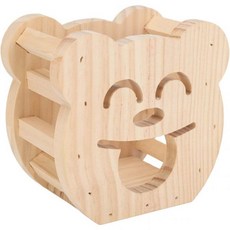 목제 동물 사료 상자 귀여운 곰 모양의 토끼 사료가 있는 기니 돼지 홀더 작은 동물을 위한 랙, 1개