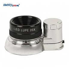 루페 돋보기 확대경 20X 조명 6 LED 보석상 휴대용 보석 포켓 현미경 루파, 01 Battery Included