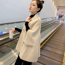 망또가디건 영국스타일 모조밍크융 케이프 여자외투 가을겨울 2020년정품 폴라폴리스 두꺼운 빈티지 모직물 코트