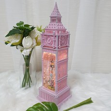 빅벤시계탑( 핑크) LED워터볼 오르골 스노우볼 무드등