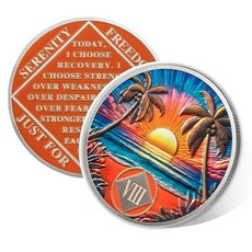 Beach Sunset 25 Year Sobriety Coin Affirmation NA Coin Addiction Recovery Twenty-Five Year Sober, 8년