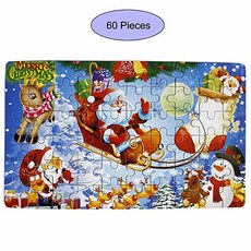 Goodplay 60 Piece Wooden Jigsaw Puzzle in an Box Merry Christmas Xmas Santa Claus Early Childhood Ed, 단일상품