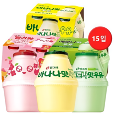 빙그레 단지우유240ml 3종 (바나나+딸기+메로나), 15개, 240ml