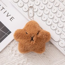 뾱뾱 소리 카피바라 or 샴고양이 별 가방 꾸미기 인형 키링 열쇠고리 가방고리 키홀더, 갈색 카피바라