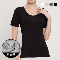 마켓콩 여성 면스판 기본 무지 라운드넥 내의 상의 3부 반팔 티셔츠