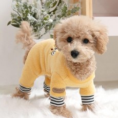이모션후리스올인원 옐로우 강아지올인원옷 애견의류, S