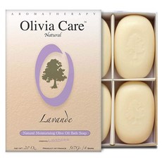 Olivia Care 라벤더 비누세트(5oz 4개 포함) - 100% 네추얼 성분 유기 비건 얼굴 및 바디용 냉압착 트리플 밀링 수분 공급 보습 칼슘 비타민 성분, Lavender