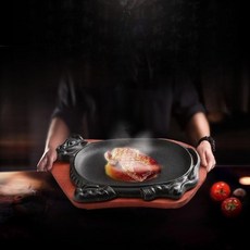 스테이크 철판 접시 플레이트 무쇠팬 구이 콘치즈 업소용 바베큐 돌판 특이한, 1개, free