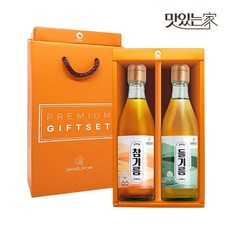 50년전통 대현상회 저온압착 참기름 들기름 350ml 선물세트 (선물케이스포장), 2개