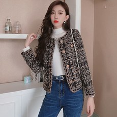 해외직구 트위드 자켓 여성 가을 겨울 봄 하객룩 하객 결혼식 2020 가을 겨울 클래식 트위드 반코트 스타 구미-41638