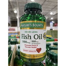 [국내배송] 네이처 바운티 어유 오메가3 피시오일 1400mg 130정 Nature's Bounty Fish Oil, 1개