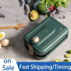 샌드위치 메이커 타임드 조식 기계 붙지 않는 팬 오븐 DIY 다기능 가열 토스트 압력 그릴 토스터, EU, Green-EU, 1개