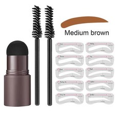 눈썹브로우 여성용 메이크업 제품 눈썹 스탬프 쉐이핑 키트 세트 헤어 라인 향상, [02] Medium Brown Set, 1개