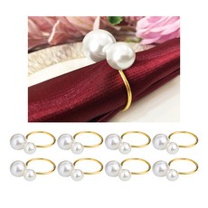 냅킨 링스 진주 냅킨 버클 펄 실버 골드 웨딩 크리스마스 생신 냅킨 링은 Pearl Napkin Rings Serviette Buckle Gold Silver, 골드 -8 PCS, 8개