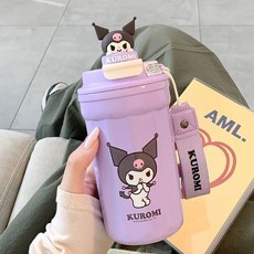 480Ml 산리오 보온병 머그잔 귀여운 3D 인형 물병 오피스 커피 컵 패션 피트니스 저그 여아 집들이 파티 생일 선물 10050073207475031, Kuromi, 1개