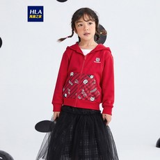 HLA 해란 의 집 재킷 판다 시리즈 키 즈 후드 카디건 2020 가을 프린트 아우 터 HWJAJ3Q 500 A 레 드 패 치 (AB) 110 / 56 cz