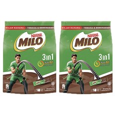MILO 3인1 밀크 초콜릿 코코아 파우더, 2개, 33g, 18개입