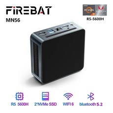 FIREBAT 미니 PC 게이머 게이밍 데스크탑 컴퓨터용 AMD Ryzen 5 5600H Windows 11 DDR4 Nvme SSD 미니 PC WIFI6 BT5.2