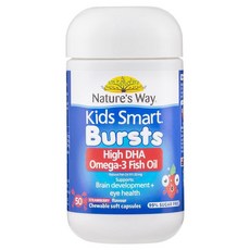 호주 약국 판매 정품 네이쳐스 웨이 어린이 키즈 스마트 오메가 3 Fish oil DHA 딸기맛 영양제 건강 식품 50 캡슐, 50정, 1개, 50정