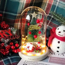 LED 산타 유리돔 미니트리 무드등 크리스마스 장식 감성 인테리어 소품, 단품, 1개