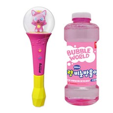 위니코니 빙글뱅글 멜로디 스틱버블 비누방울 + 대용량 버블 리필액 500ml(색상랜덤), 1개, 핑크퐁 스틱버블+대용량 비눗방울 리필액500ml
