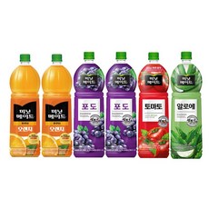 미닛메이드 오렌지2+ 포도2 + 토마토 +알로에, 6개, 1.5L