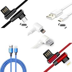 USB C타입 아이폰 고속충전케이블 라이트닝 8핀 ㄱ자형 일자형 3A, 7번아이폰ㄱ자케이블1M-블랙