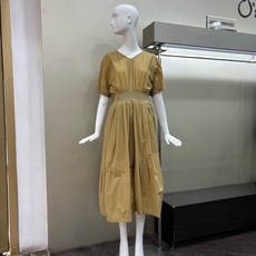 오즈세컨 크링클 드로우스트링 드레스 O22D4WOP564W 다크그린 카키베이지