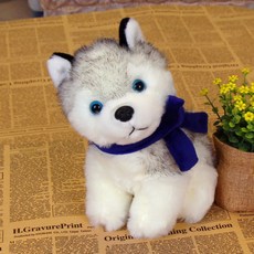 허스키 인형 강아지 목도리 선물 기념일 겨울 애착, 허스키 블루 스카프_20.25.30cm 3 세트
