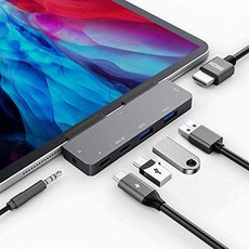 아이패드 프로 5세대 12.9 USB 허브 C타입 A09 아답터 GKEAPZA USB C HUB for iPad Pro 1112.9 2021 2020, 6in1 USB C Hub Space Grey_One, 6in1 USB C Hub Space Grey, 상세 설명 참조0