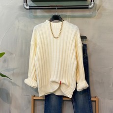 행복한여자 [신상무배]모던 골지 반목 퍼프 소매 니트