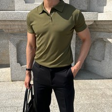 르위 남자 쿨링 기능성 머슬핏 카라티 반팔 티셔츠