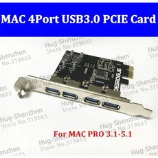 [해외] 고속 4 포트 USB 3.0 PCIE PCI 익스프레스 제어 카드 어댑터 전면 패널 맥 프로 3.15.1OSX 10.810.12, 상세내용표시