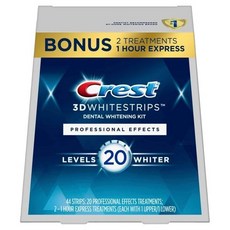 Crest 3D Whitestrips 전문 효 치아 미백 스트립 키트 44개 스트립22개 팩, Unflavored_44 Count (Pack of 1, 1개