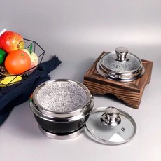 천연 돌냄비 돌솥 뚝배기 밥 곱돌솥 미니 1인용 집밥, 지름 20cm 9.7 베이스 제외, 1개