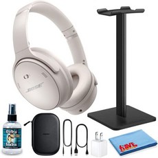 보스 QuietComfort 45 무선 노이즈캔슬링 헤드폰 화이트 스모크 스탠드 USB 벽면 어댑터 키트 리퍼, White Smoke