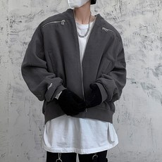 블랙101 남성 리트 실버지퍼 오버핏 캐주얼 집업 B2311MF08243