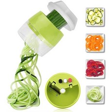 가정용 제면기 면뽑는 기계 파스타 만두피 생면4 in 1 핸드 헬드 Spiralizer 야채 과일 슬라이서 호박 국수 스파게티 메이커 조정 가능한 나선형 강판 커터 샐러드 도구, 초록