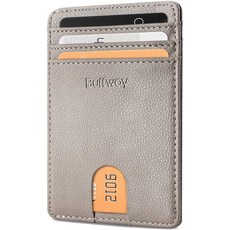 Buffway 남성용 슬림 지갑 미니멀리스트 얇은 전면 포켓 가죽 신용 카드 홀더 직장 여행용 RFID 차단 포