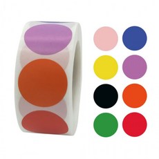 8색 원형 롤 스티커 대용량 500매, 8색원형(S-502)