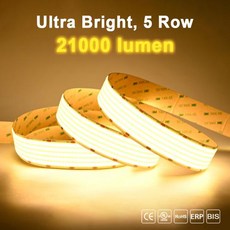 후렉시블 고휘도 유연한 COB LED 스트립 고밀도 1600 LEDsm 조도 조절 가능 조명 RA90 3000K 4000K 6500K DC24V 4300lmm 5 열, 2) 4000K Natural White 1600 L