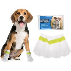 발 보호용 일회용 방수 개 부츠 소형견용 이중 붕대가 달린 양말 보호대, Waterproof-1 Straps-20Pcs, L-Width 1.5-3.14in, L-Width 1.5-3.14in