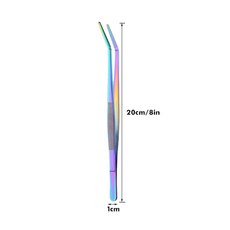 그릴 스테인레스 스틸 주방 집게 정밀 요리 핀셋 바베큐 음식 스타일링 베이킹 장식 8/12 인치, [02] 8-Inch Bent