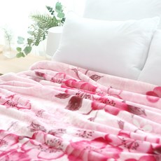 부드러운 양면사용 극세사 핑크 꽃무늬 담요 145x200