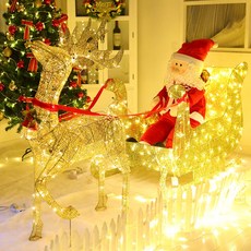 대형 크리스마스 루돌프 led 조명 장식 장면 배열 빛나는 엘크 풀 카트 장식품 호텔 로비 분위기 철 사슴 썰매, [03] 120CM 싱글 디어[라이트 포함]