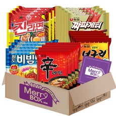 메리박스 봉지라면세트 6호 20개(진라면매운맛4+신라면4+얼큰한너구리4+짜파게티4+팔도비빔면4)+메세지카드, 1세트