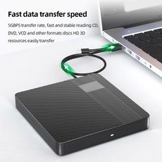 디스크 리더 리라이터 드라이브 USB 3 0 C타입 음소거 CD 버너 리눅스 윈도우 7 8 10 11 노트북 PC용, 1개
